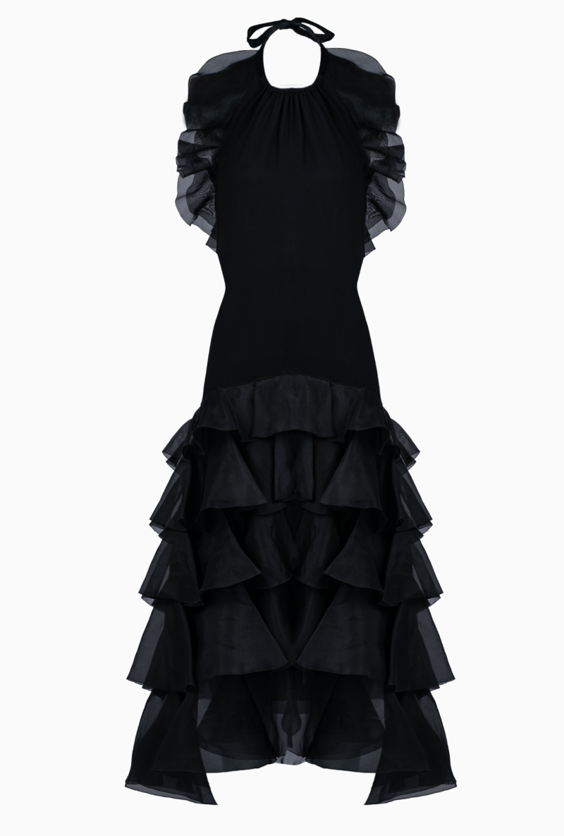 Robe Chanel Volants Noir FW1994 Par Karl Lagerfeld