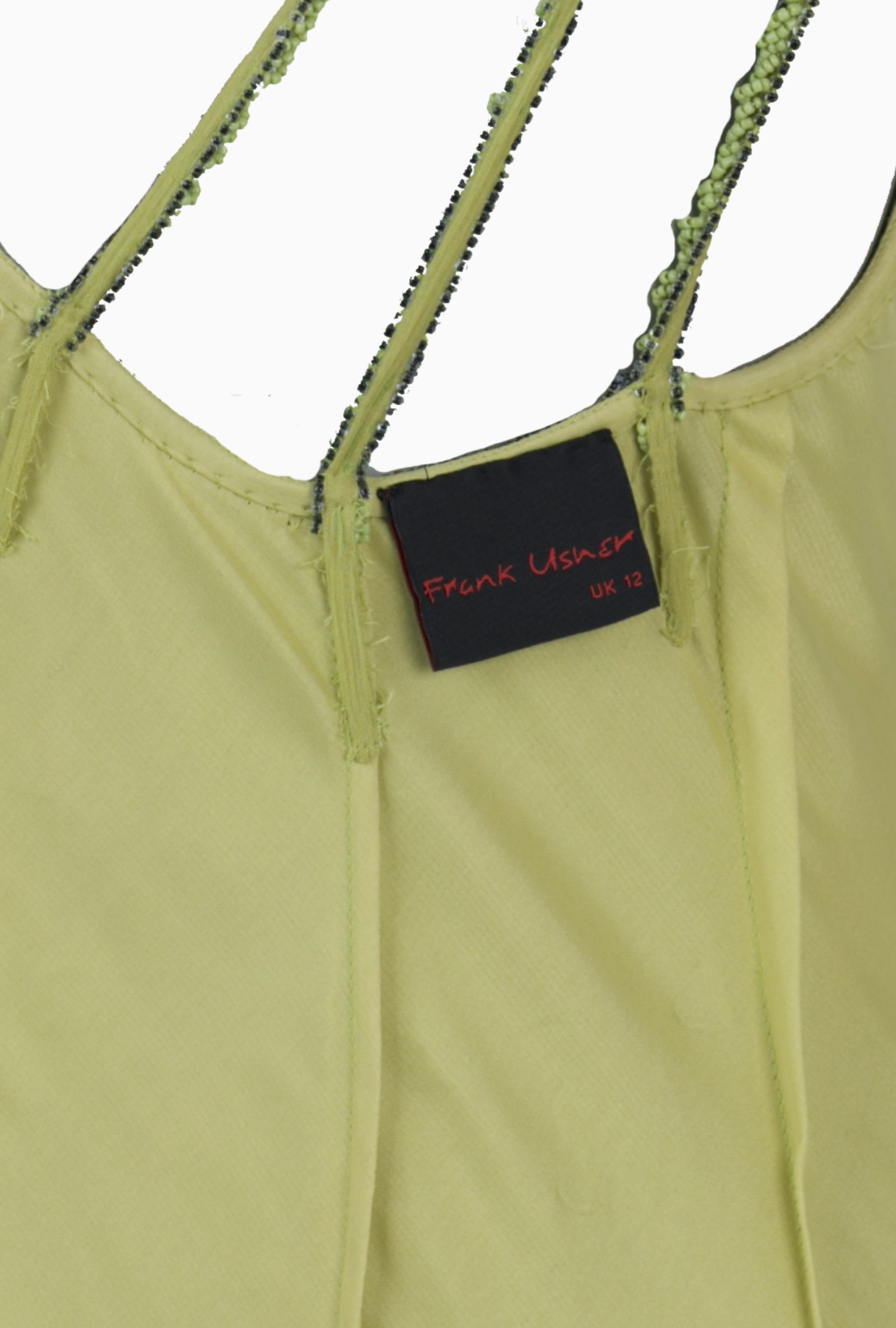 Frank Usher Dress Sirène Vert Anis Brodé