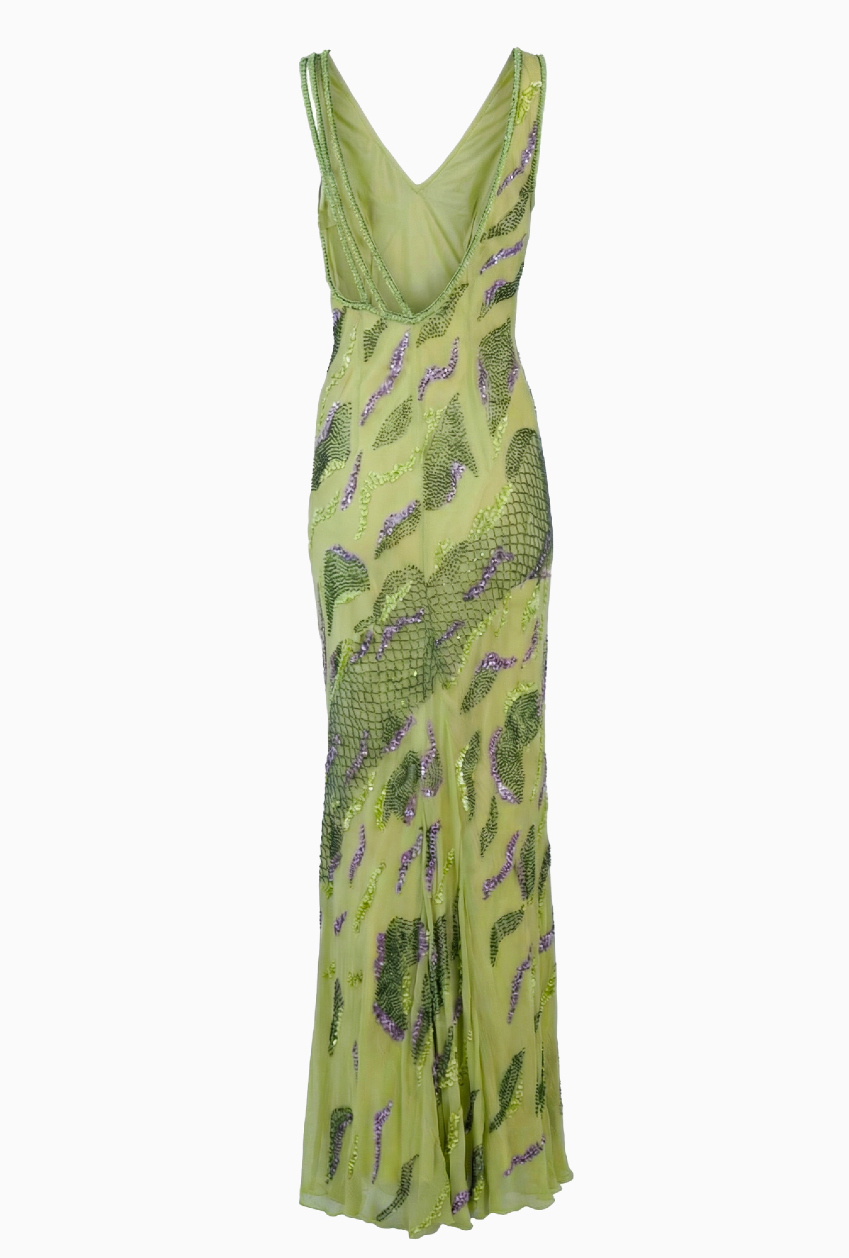 Frank Usher Dress Sirène Vert Anis Brodé