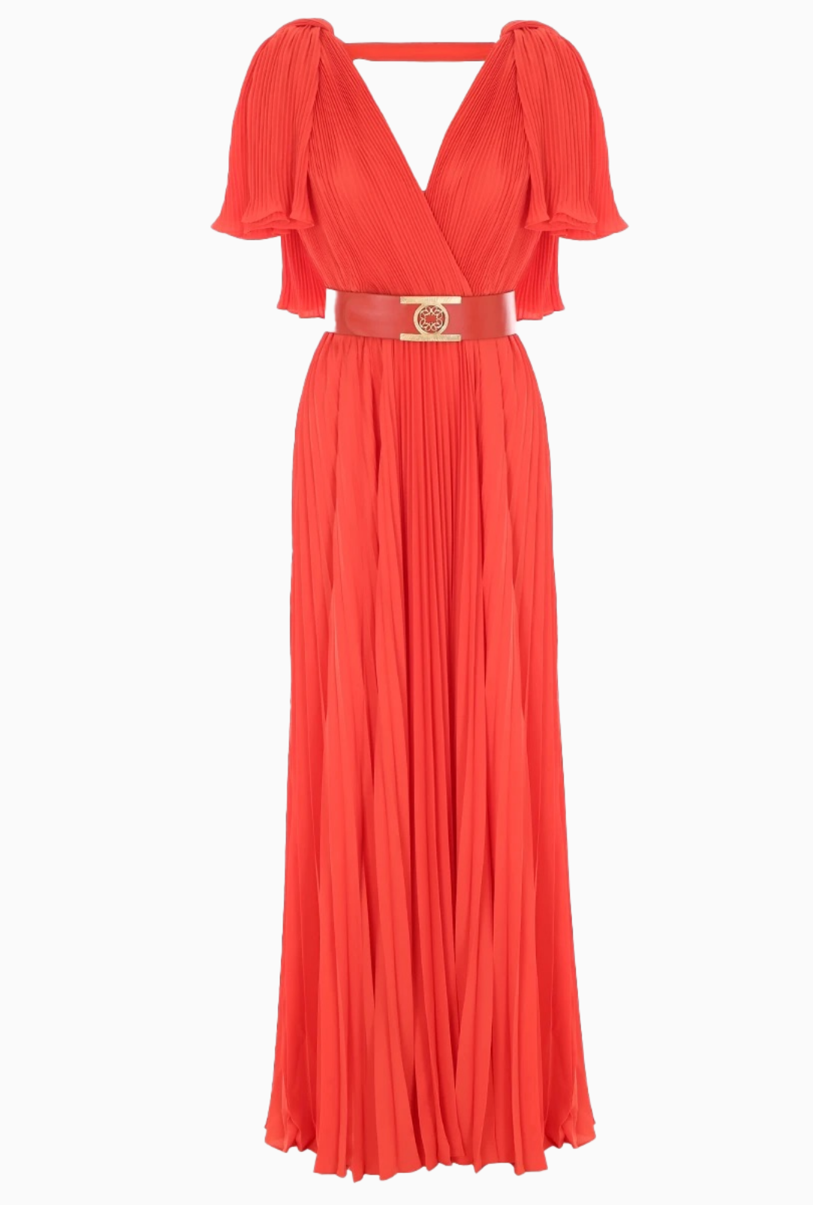 Robe Elie Saab, Plissé Rouge Ceinture SS2022