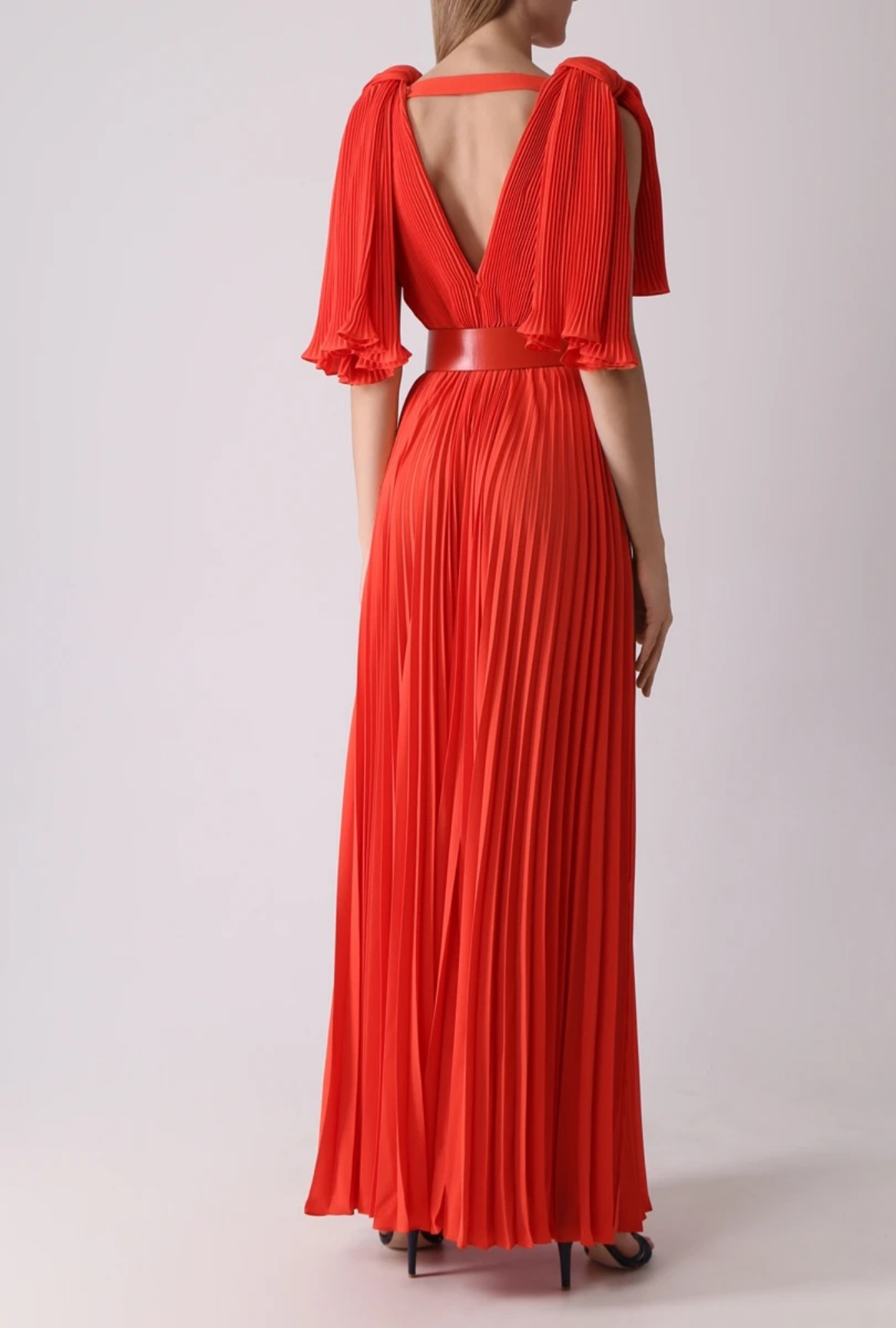 Robe Elie Saab, Plissé Rouge Ceinture SS2022
