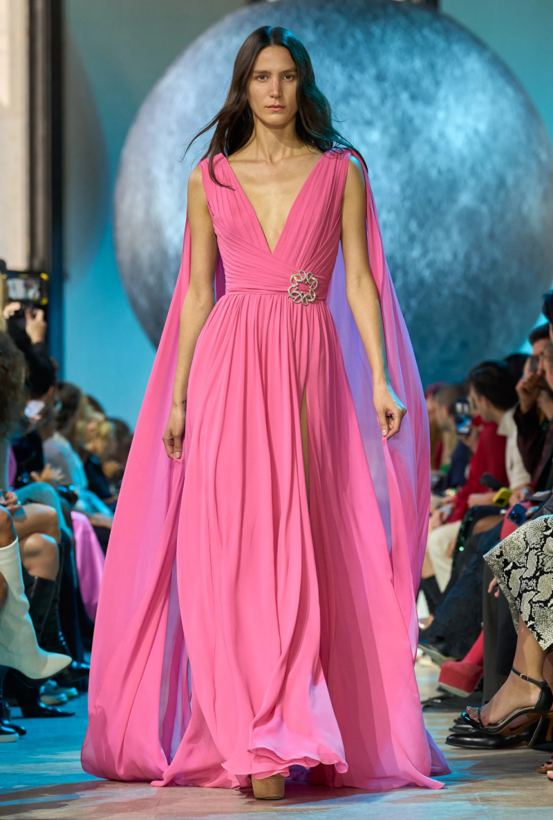 Robe Elie Saab, Mousseline Rose Bijou SS2024