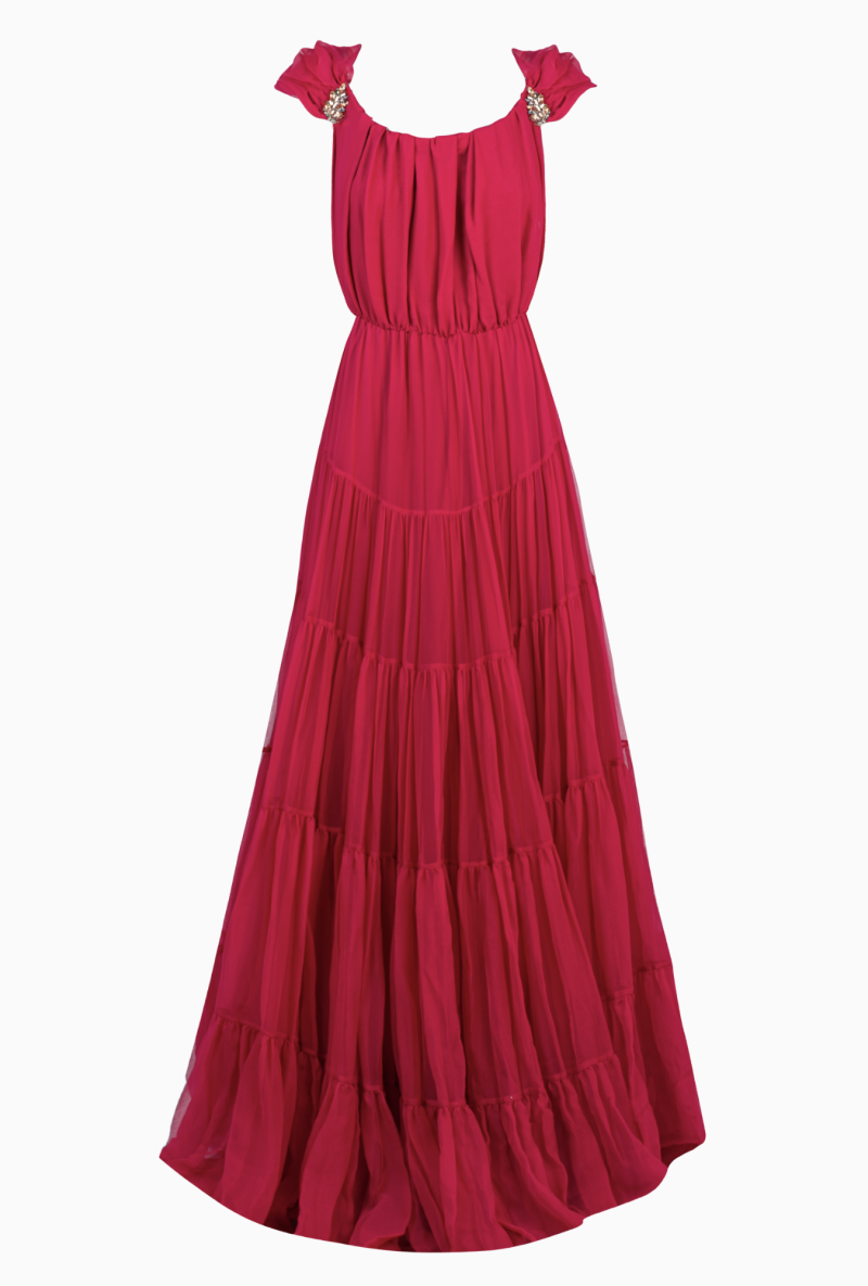 Robe  Yves Saint Laurent Fushia Mousseline 2012