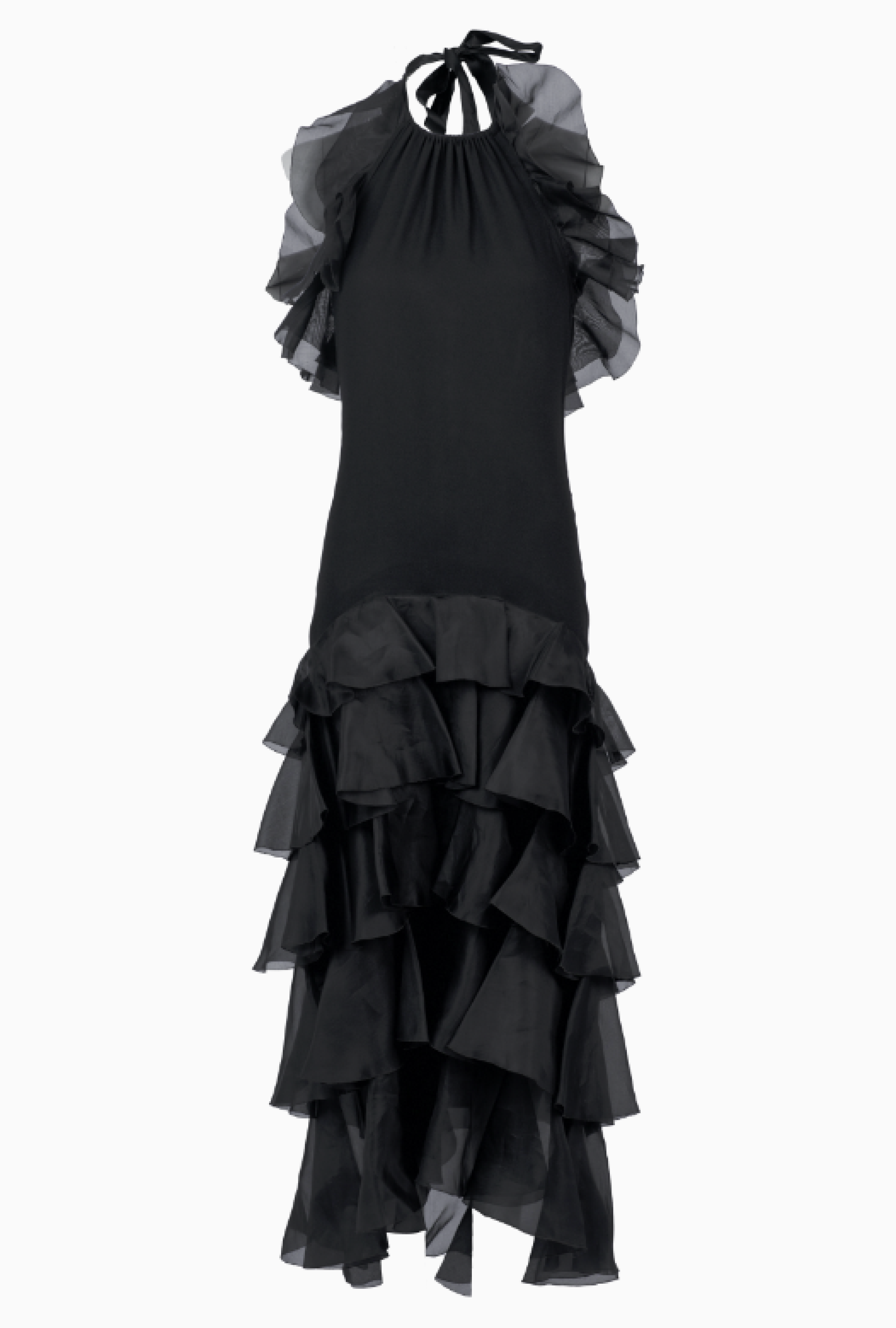 Robe Yves Saint Laurent Black Ruffle FW1986