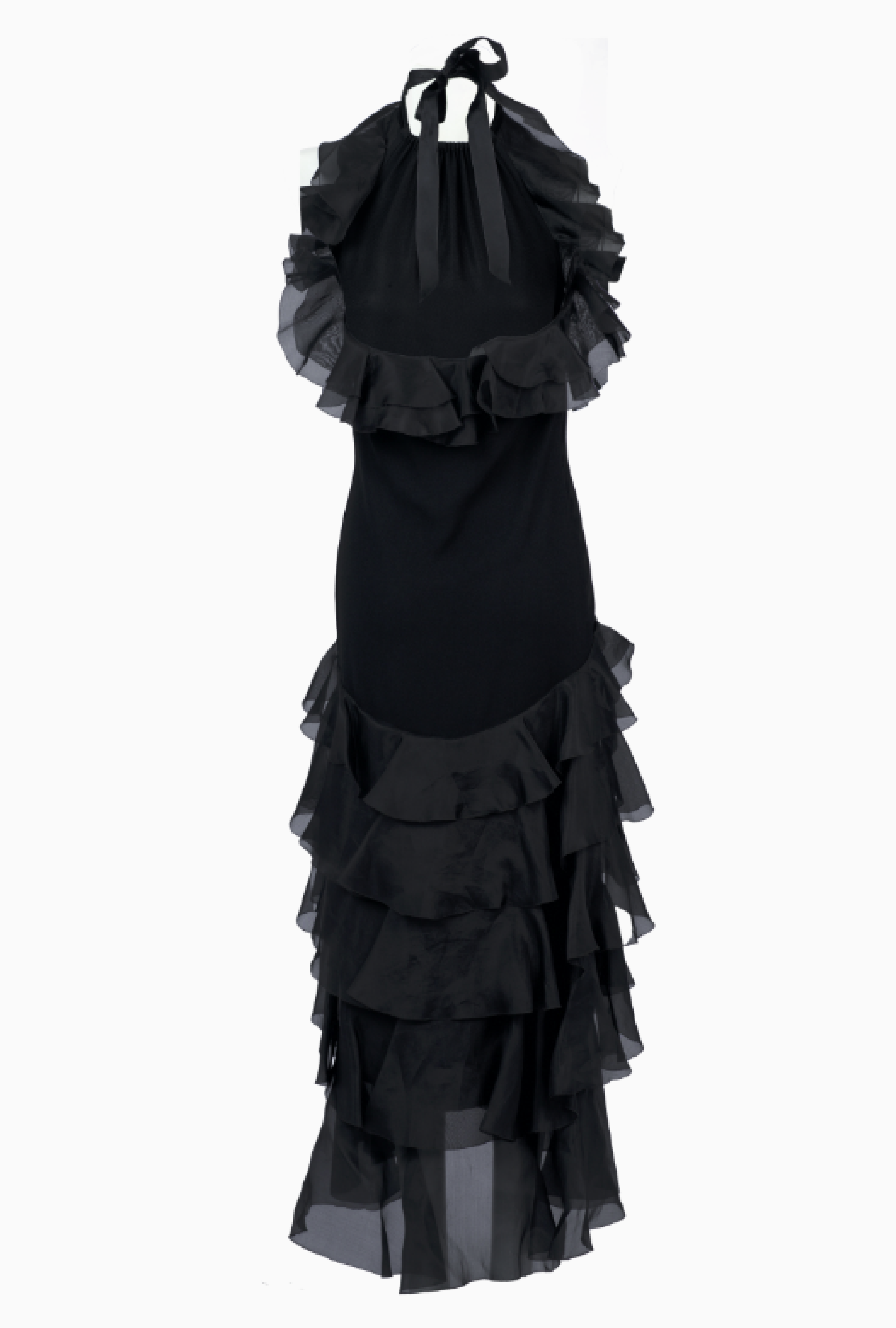 Robe Yves Saint Laurent Black Ruffle FW1986