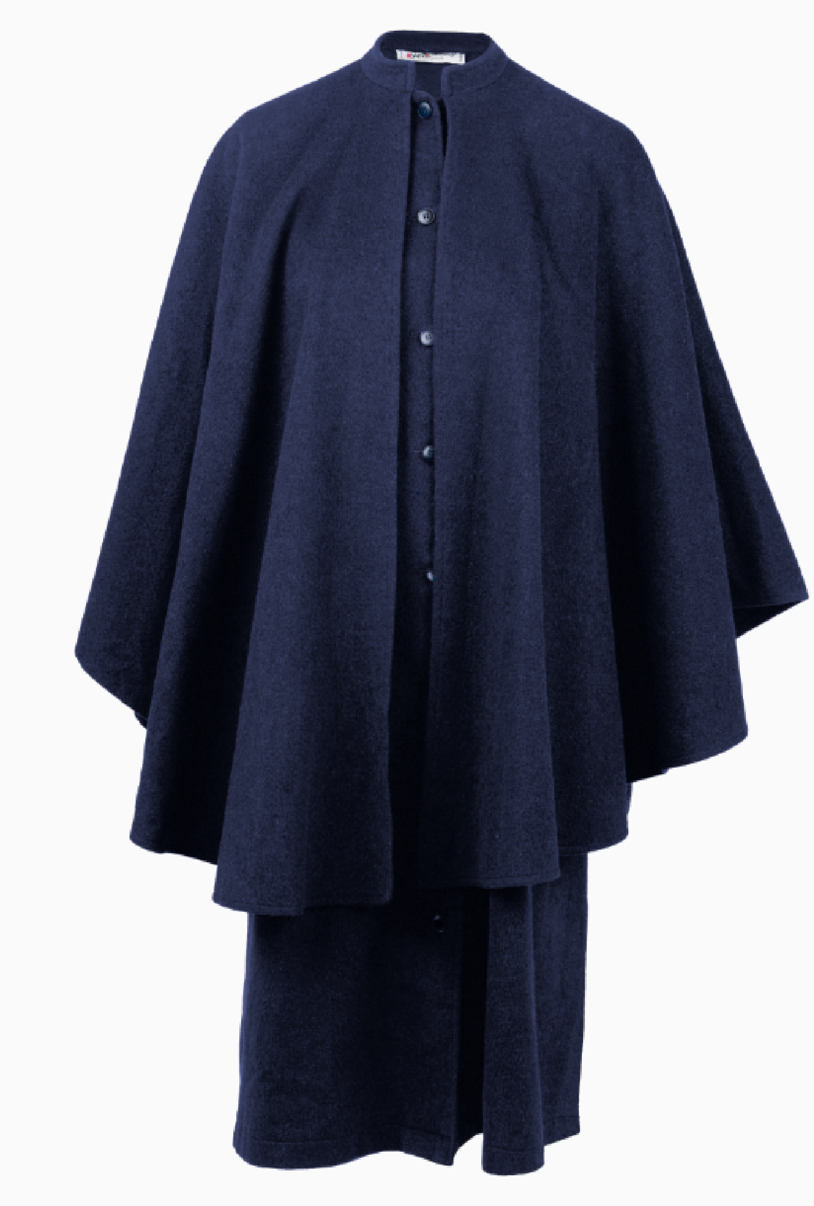 Manteau Yves Saint Laurent Cape Drapé Bleu Nuit Rive Gauche FW1975