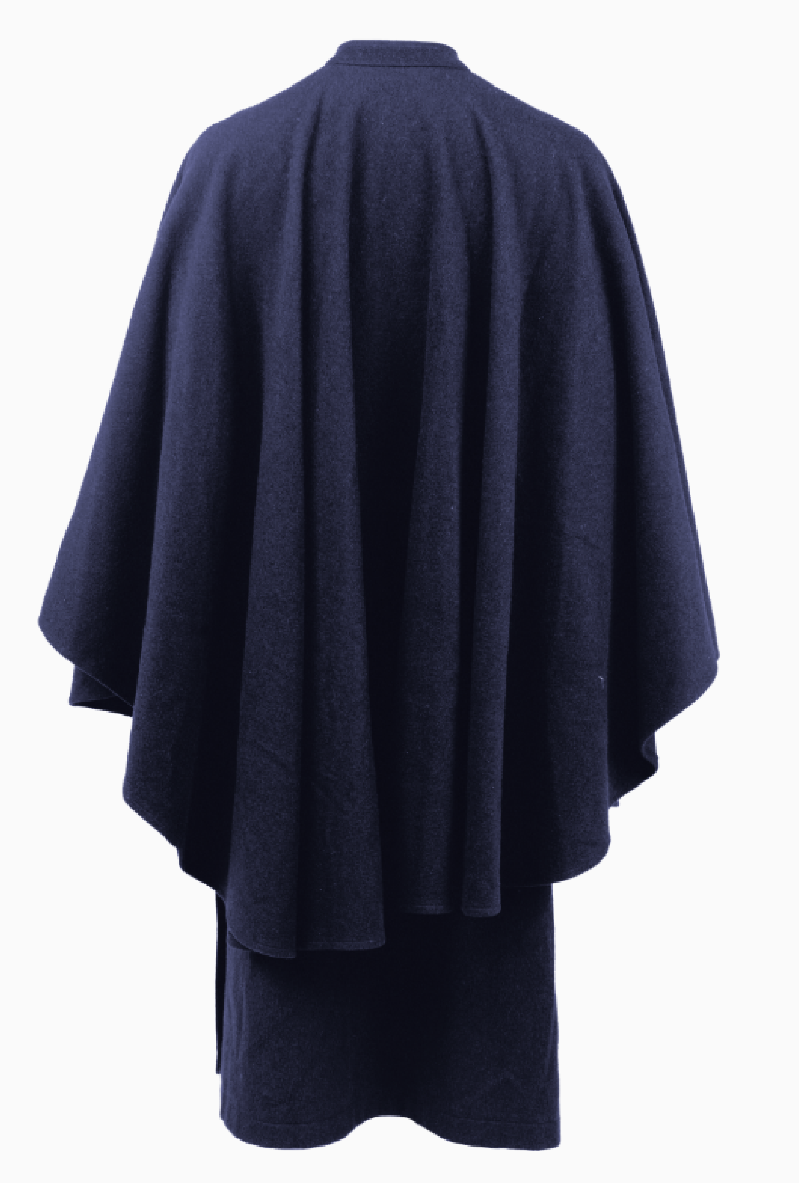 Manteau Yves Saint Laurent Cape Drapé Bleu Nuit Rive Gauche FW1975