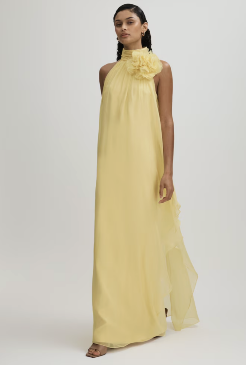 Halston Yellow Chiffon Dress