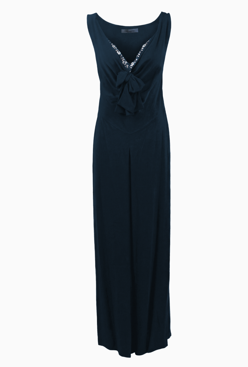 Bluemarine Dress Midnight Blue With Bow.