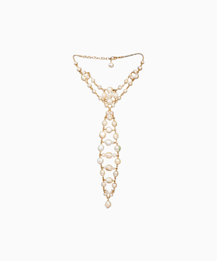 Collier Cravate Pop Corn Blanc