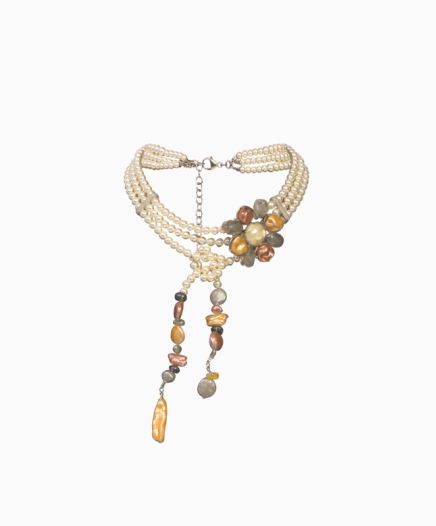 Collier Noeud perles Palla Ambre