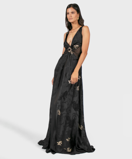 Robe Jacquard Noir et Doré