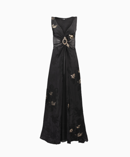 Robe Jacquard Noir et Doré