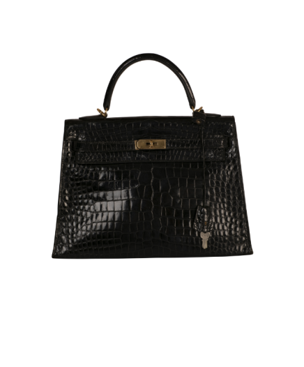 Sac Kelly Crocodile Noir