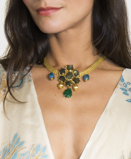 Collier Domna Green Flower