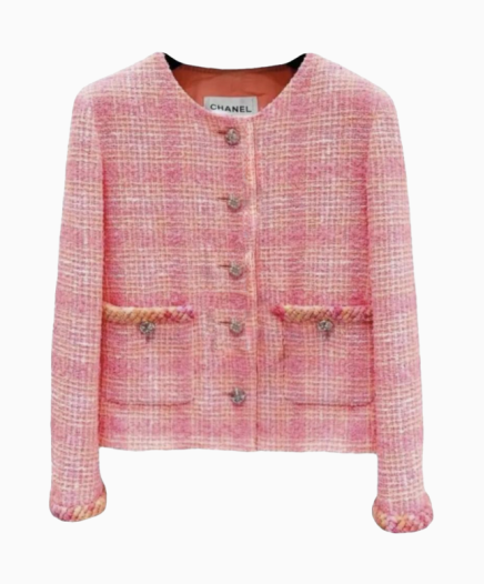 Veste Tweed à Carreaux Rose