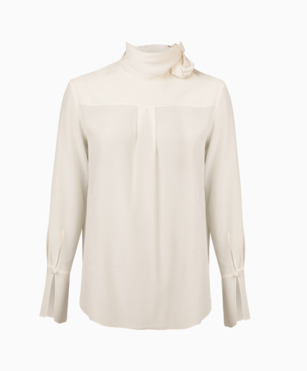 Chemise Crêpe Ivoire À Nœud Col  Fall 2016