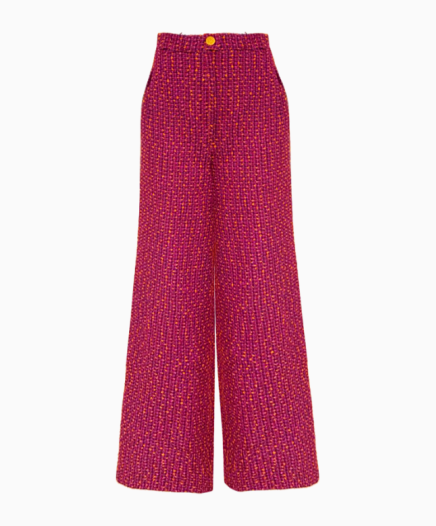 Pantalon Tweed Violet Et Blanc