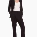 Pantalon droit taille haute en crepe