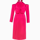 Robe Satin Fuschia Collier Or