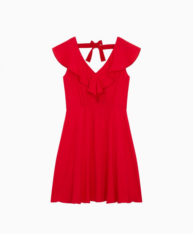 Location Tara Jarmon Robe Courte Rouge En Crepe 1