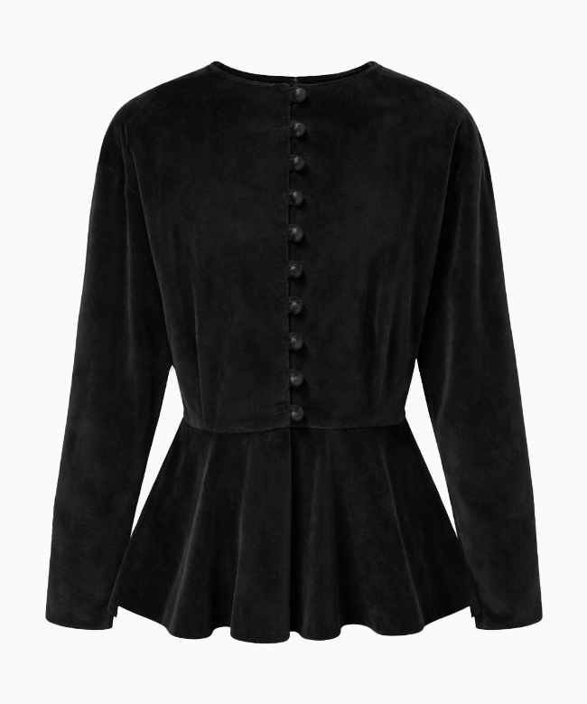 Location et Achat Veste Vintage, modèle Velours Noir Coupe Péplum 1