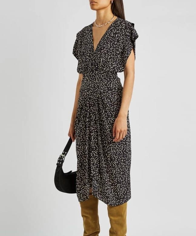 Location Isabel Marant Robe Omeya Noir Ecru 1