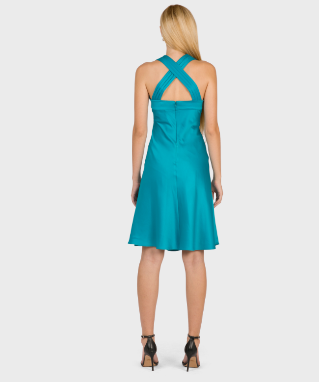 Location Robe de soirée Calvin Klein, modèle Drapé Bleu Ciel 4