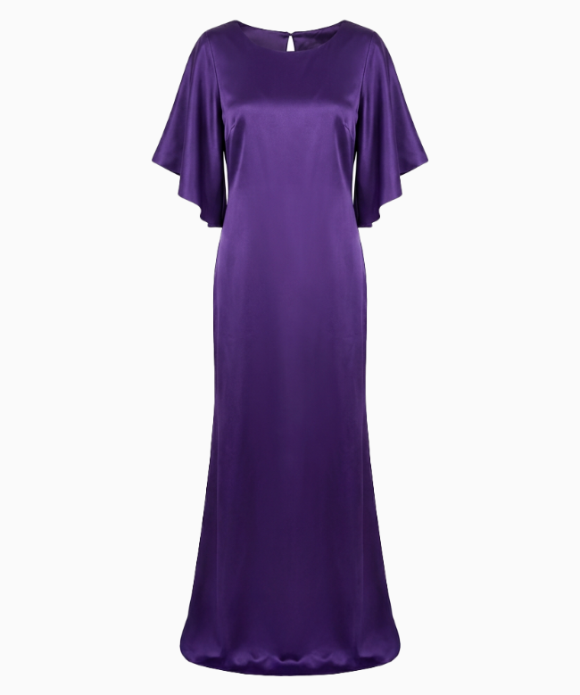 Location et Achat Robe Paule Ka, modèle Satin Violet Drapé