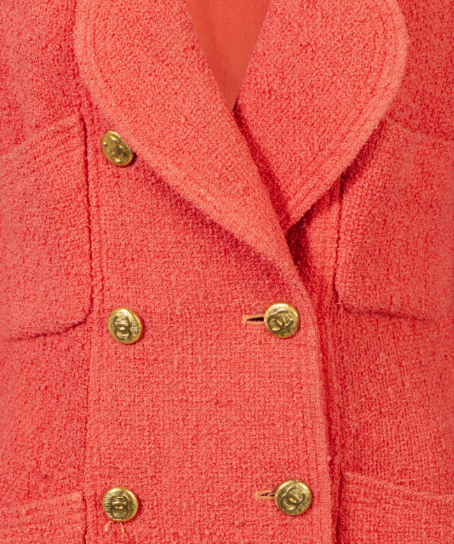 Location Veste Chanel, modèle Tweed Rouge Corail 3