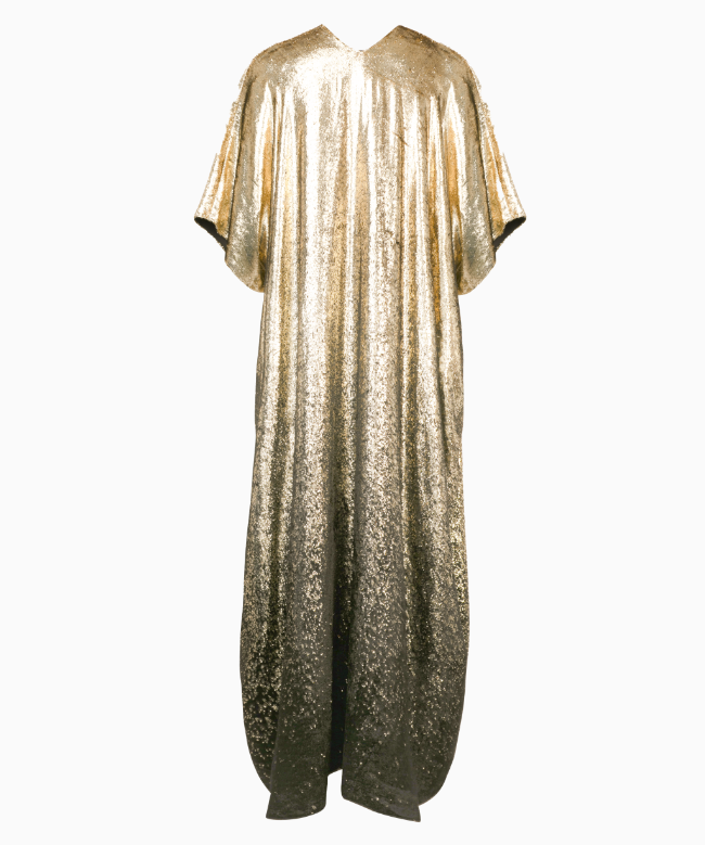 Location et Achat Robe Vintage, modèle Kaftan Lamé Doré 2
