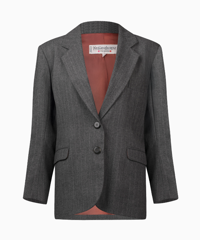 Location et Achat Veste Yves Saint Laurent, modèle Tailleur Gris Pinstripe