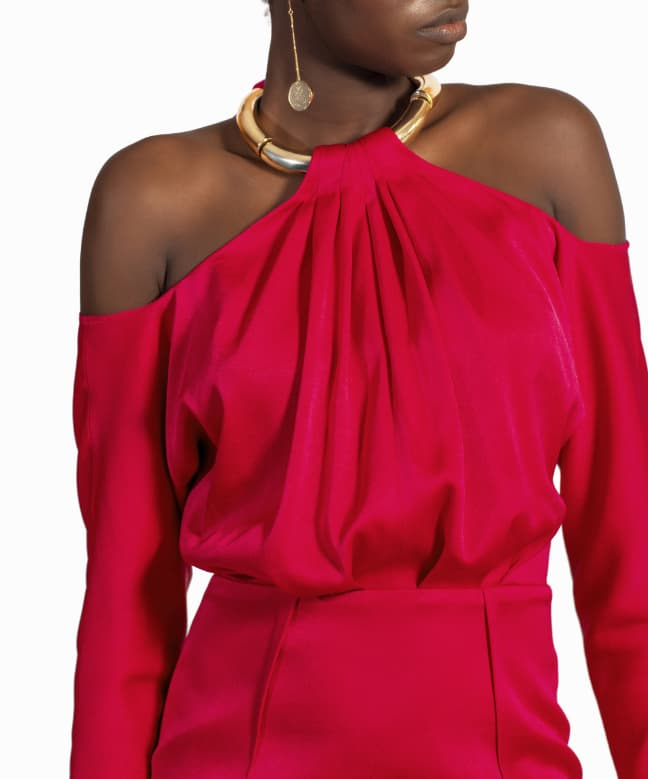 Location Paule Ka Dress Satin Fuschia Collier Or 4