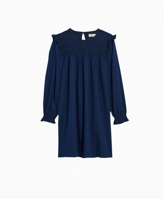 Location Robe MADEWELL Indigo Ruffle Neck Smocked Babydoll 1