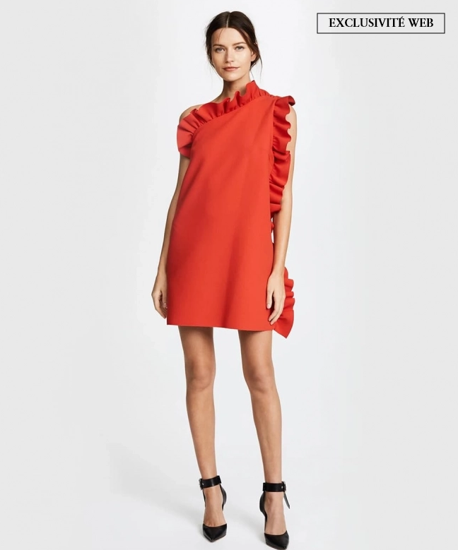 Location MSGM Robe One Shoulder Ruffle 1