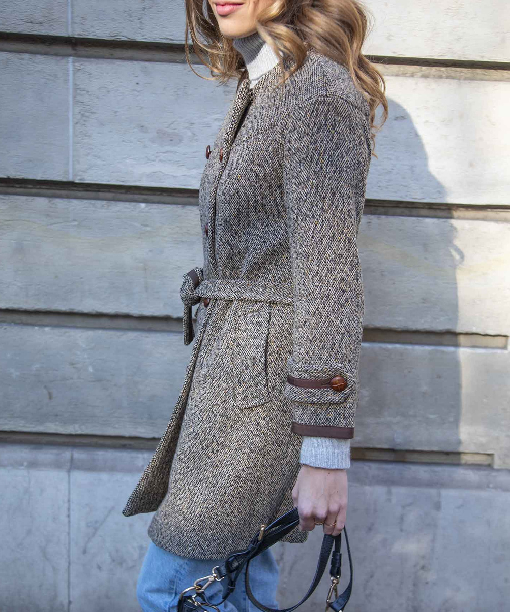 Location manteau Sandro tweed marron 3