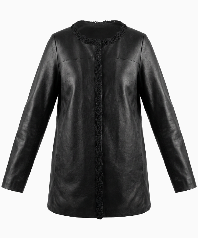 Location et Achat Veste Chanel, modèle Cuir Frangé Noir 1