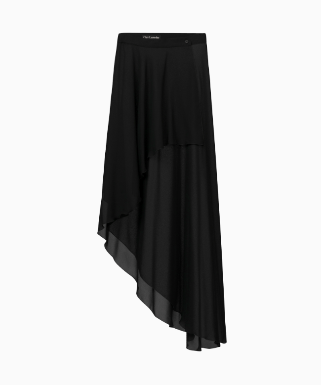 Location et Achat Jupe Guy Laroche, modèle Asymétrique en Mousseline Noire 1