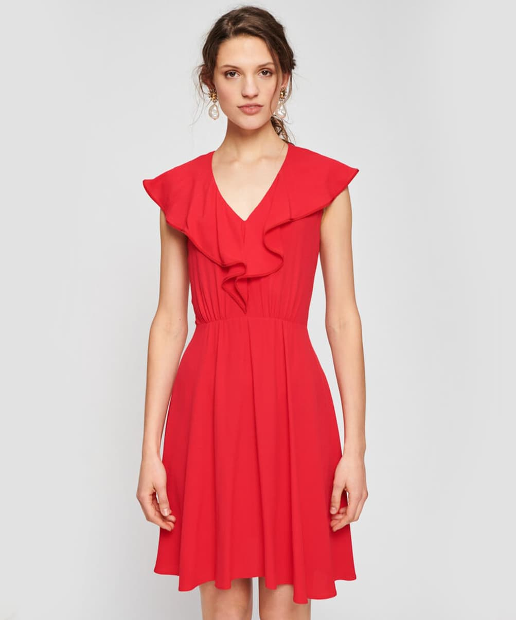 Location Tara Jarmon Robe Courte Rouge En Crepe 3