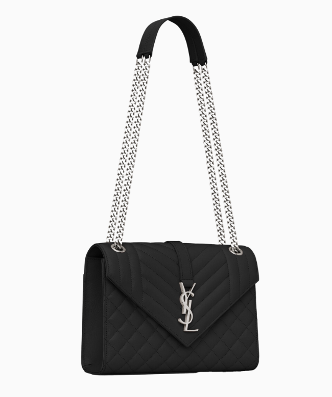 Achat Sac Yves Saint Laurent, modèle Medium Enveloppe Black And Silver 6