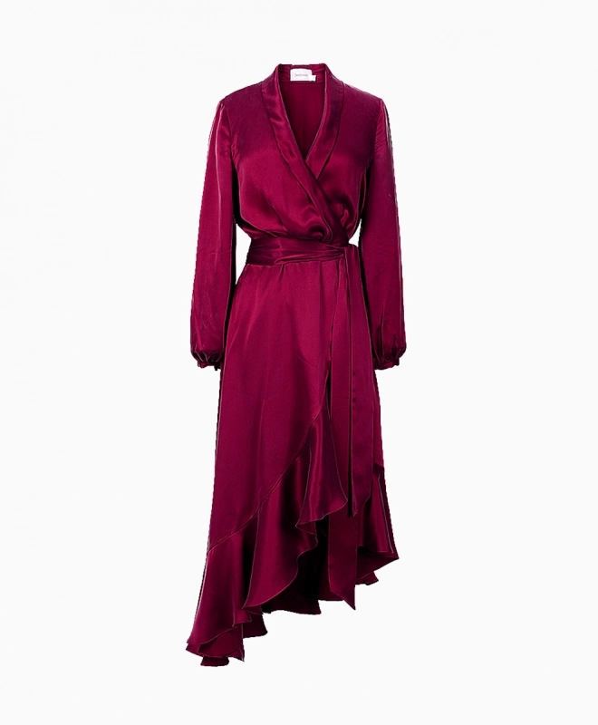 Location robe Zimmermann Wrap Flounce Bordeaux 2