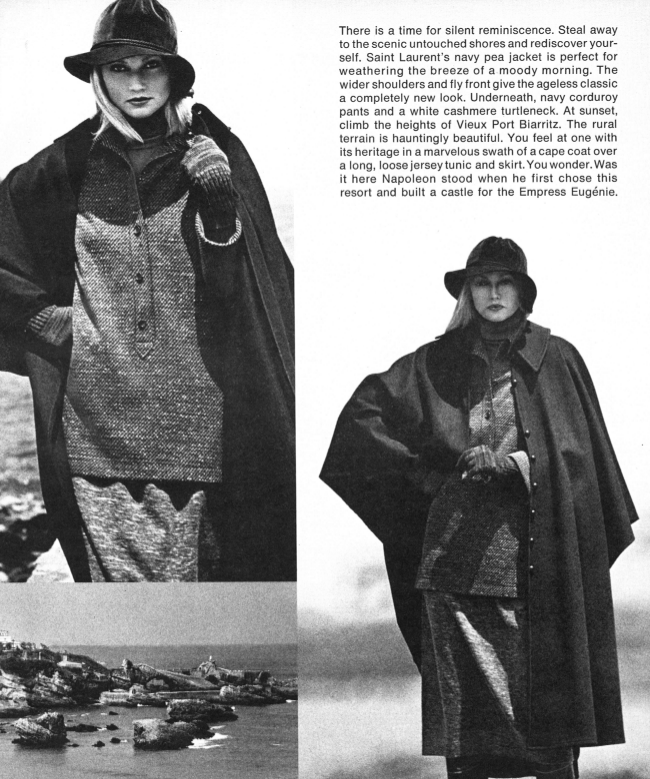 Achat Manteau Yves Saint Laurent Rive Gauche, modèle Cape Drapé Bleu Nuit Rive Gauche FW1975-76 4