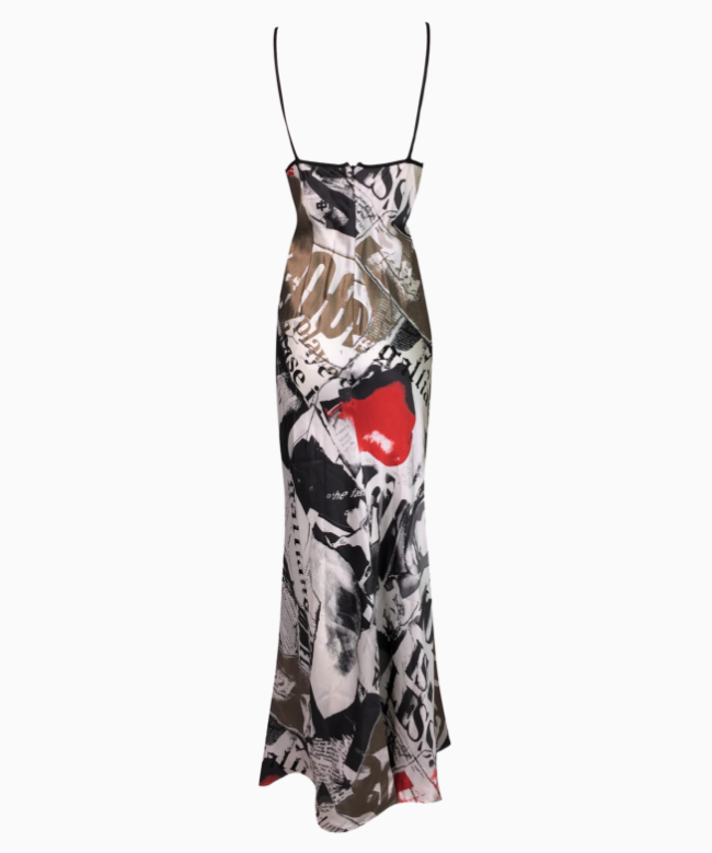 Location Robe John Galliano, modèle Newspaper Print Slip. 5