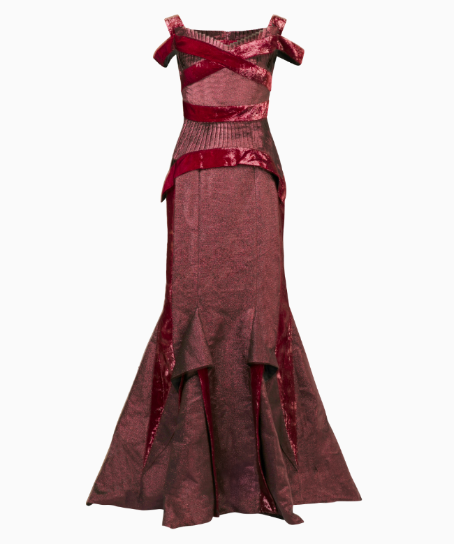 Location et Achat robe Elmira Medins, modèle Sculptural Bordeaux 1