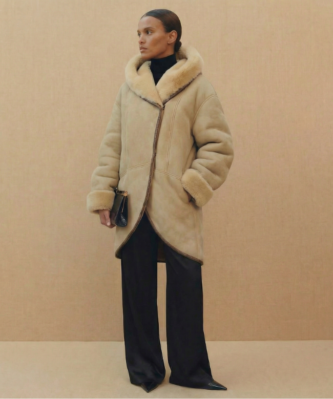 Achat Manteau Guy Laroche, modèle Shearling Nude 2