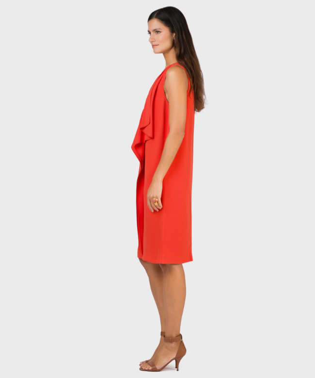 Location et Achat robe de soirée Mantu, modèle Rouge Drapée 5