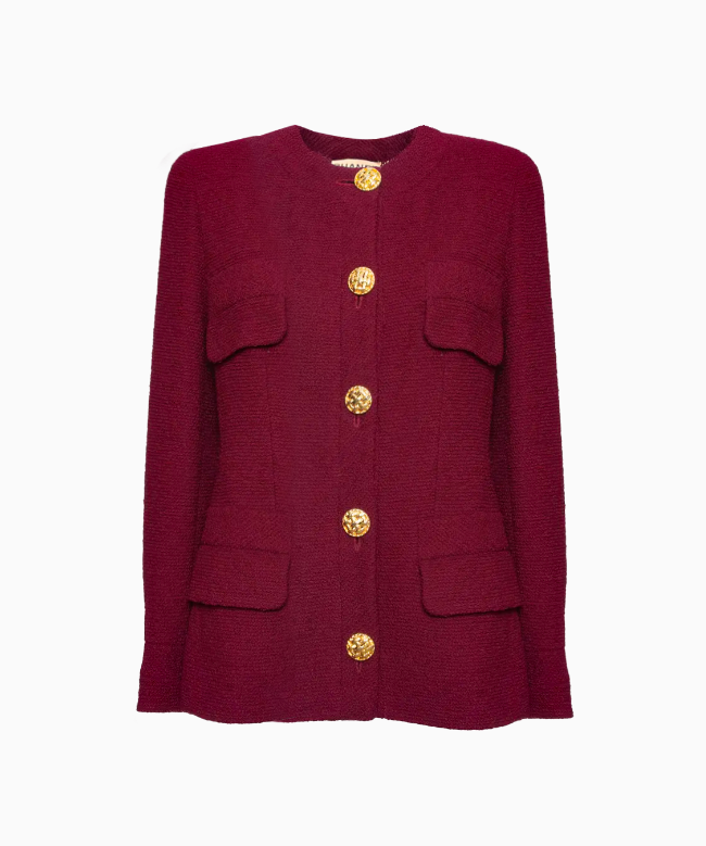 Achat Veste Chanel, modèle Tweed Burgundy And Gold