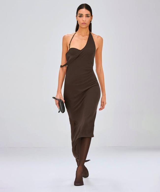 Location robe Courrèges, modèle Undressed Tech Chocolat 1
