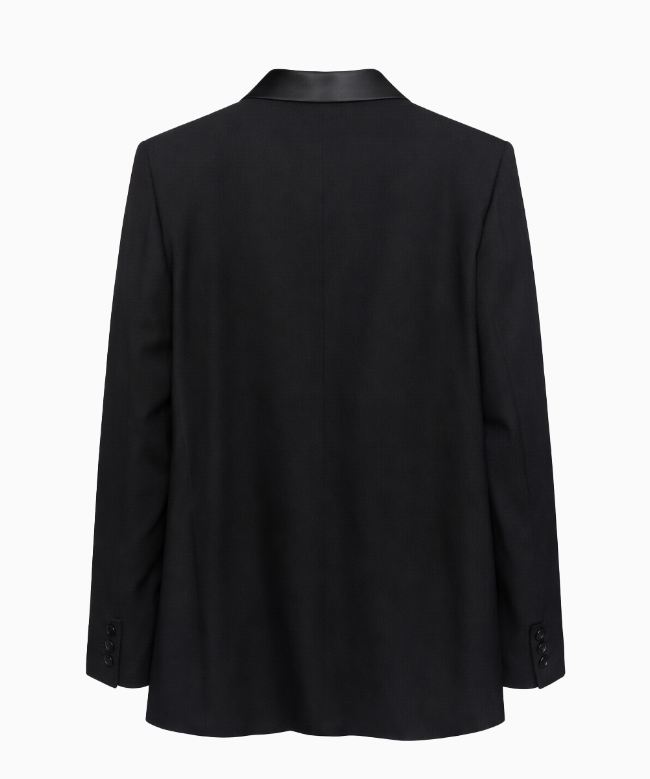 Location et Achat Veste Yves Saint Laurent, modèle Blazer Noir à Revers Satinés  Rive Gauche FW1992 2