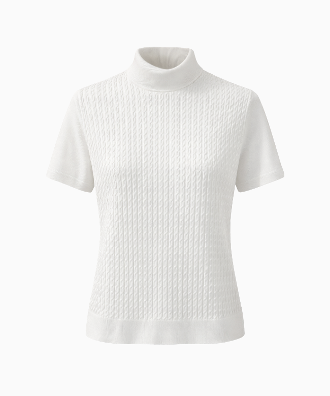 Location et Achat Top Loro Piana, modèle Maille Texturée Col Roulé Ivoire